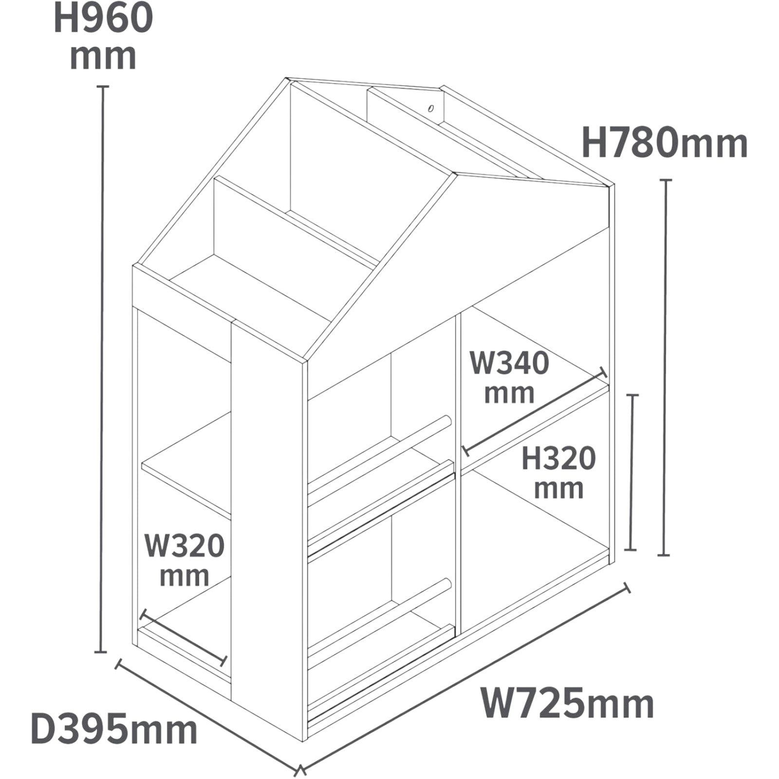Детска Етажерка За Играчки И Книги Къща С Рафтoве И Дъска За Рисуване, Монтесори, Бяла, 72.5x40x95.8 См Ginger Home