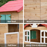 Детска Дървена Къщичка За Игра На Открито За Двор И Градина, 115×102×129 См Ginger Home
