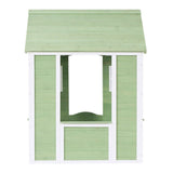 Детска Дървена Къщичка За Игра На Открито Градинска Къща За Деца, Зелено И Бяло, 107×90×144 См Ginger Home