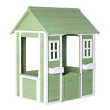 Детска Дървена Къщичка За Игра На Открито Градинска Къща За Деца, Зелено И Бяло, 107×90×144 См Ginger Home