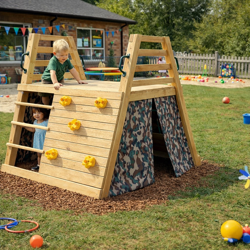 Детска Дървена Пързалка С Катерушка За Двор 285×152×123 См Ginger Home