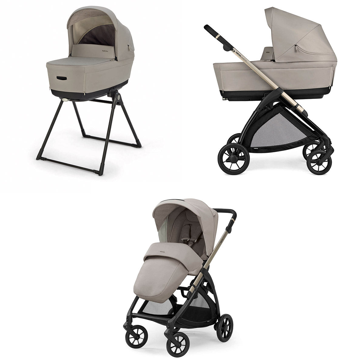 Cărucior 2 în 1 Inglesina Electa System Duo - Baterie Bej / Negru Iridium