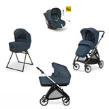Cărucior 4 în 1 Inglesina Electa System Quattro Darwin Infant Recline - Albastru Hudson / Negru Argintiu