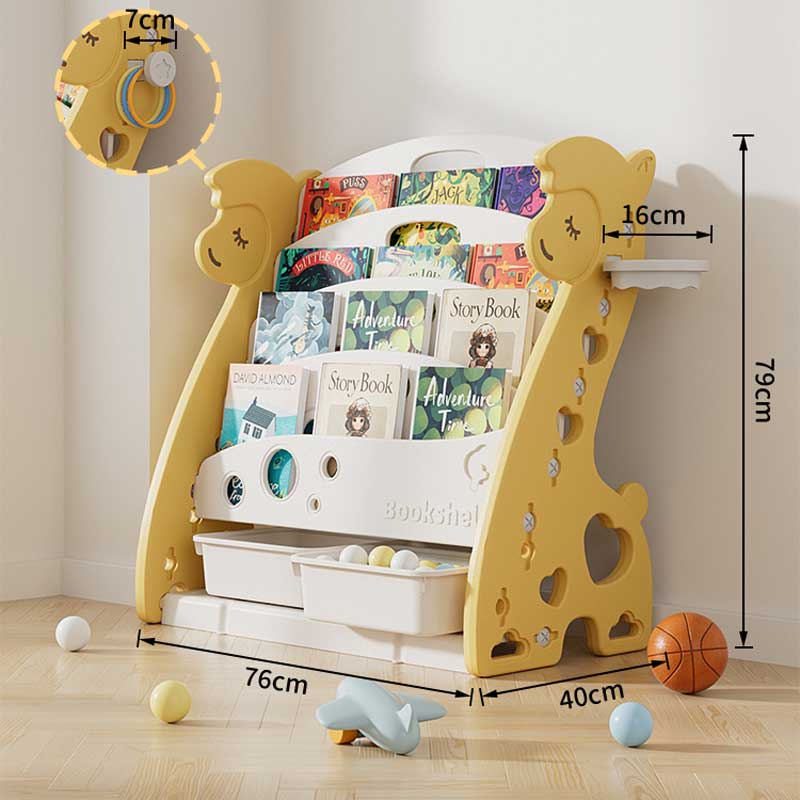 Детска Комбинирана Етажерка За Книги И Играчки Жълта Алпака Feelkids