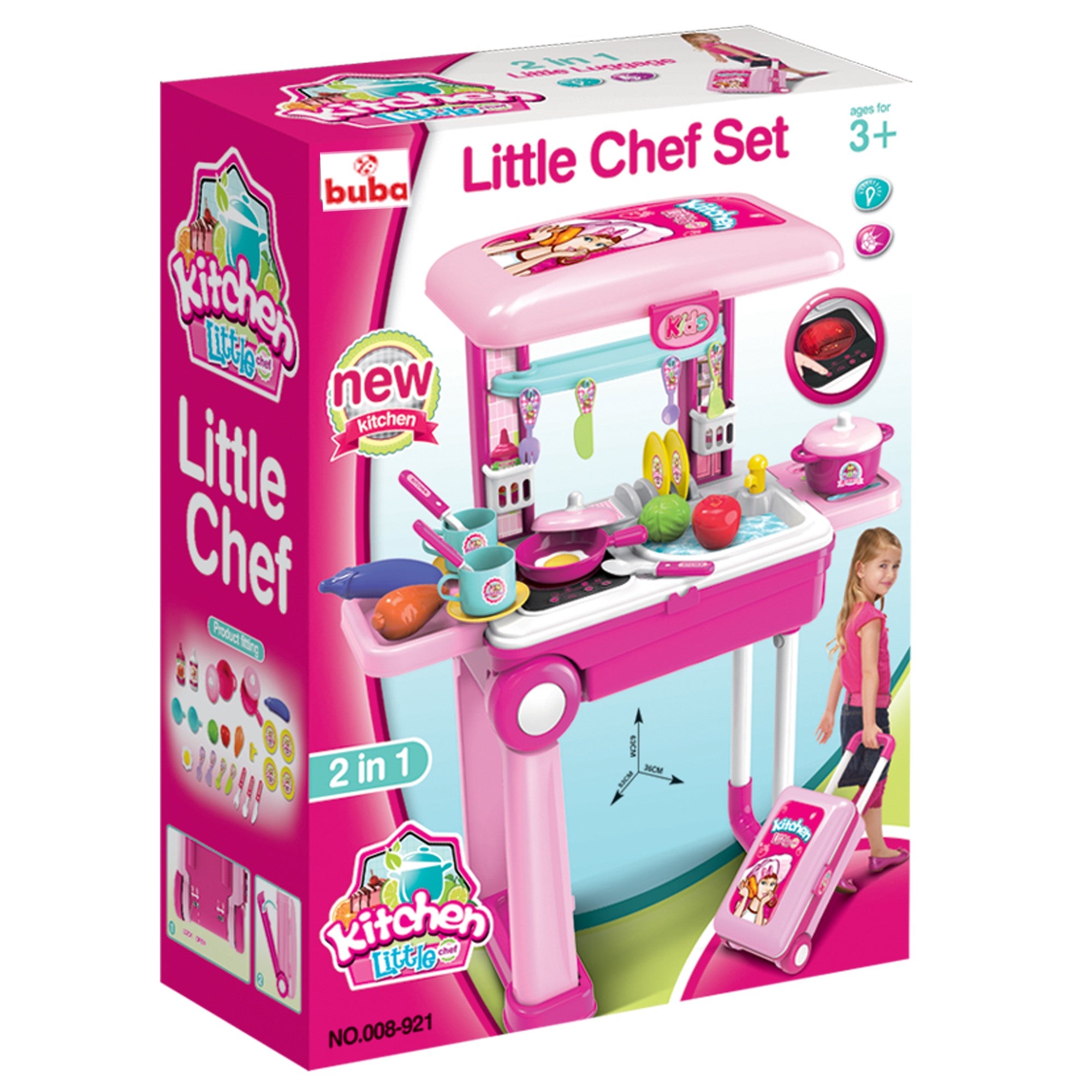 Bucătărie pentru copii Buba Little Chef 008-921A, Valiză, Roz