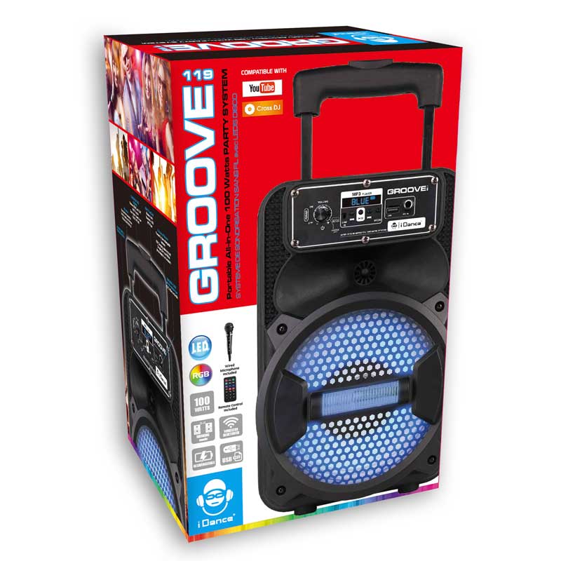 Boxă portabilă cu lumini LED și microfon, Groove119