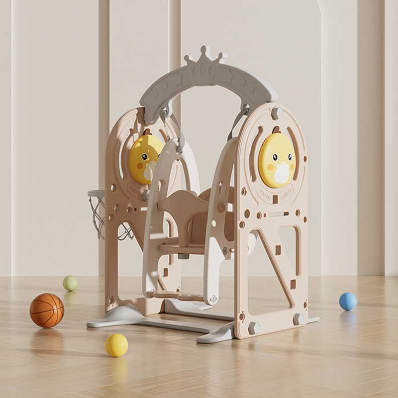 Детска Люлка С Баскетболен Кош И Интерактивни Елементи За Вътрешна Употреба, Кафява Feelkids