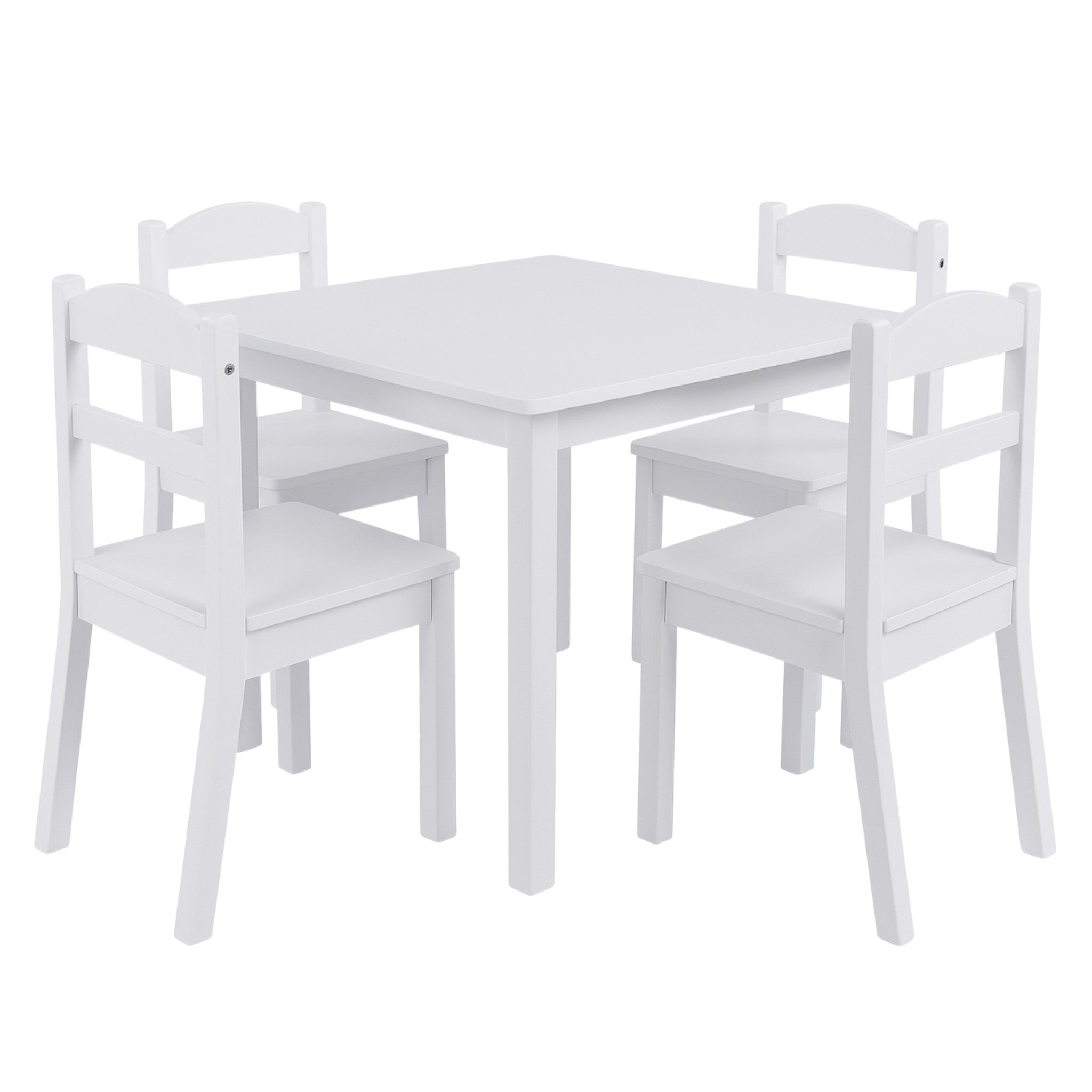 Детска Маса С 4 Столчета Дървен Комплект За Игра И Учение, Бял, 66x56x48 См Ginger Home