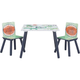 Masă pentru copii cu scaune Ginger Home pentru desen, joacă, mâncat, din lemn, dinozaur