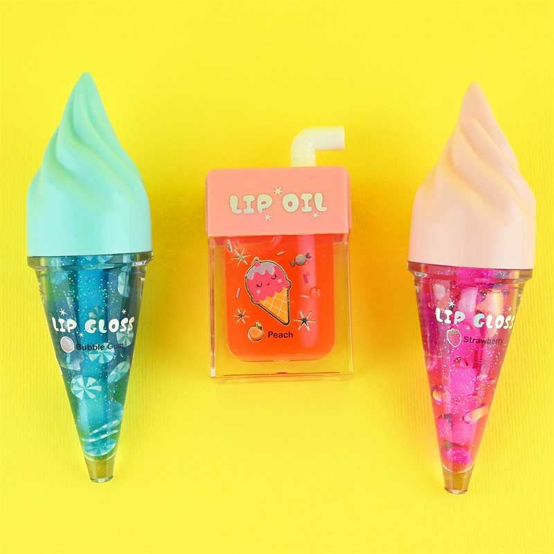 Детски Гланц И Олио За Устни С Форма На Сладолед, 3 Бр.