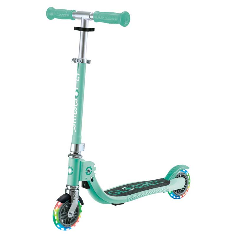 Детска Сгъваема Тротинетка С Две Светещи Колела Globber Flow Foldable Junior Lights - Ментова - Тротинетки - Globber - BebeMama