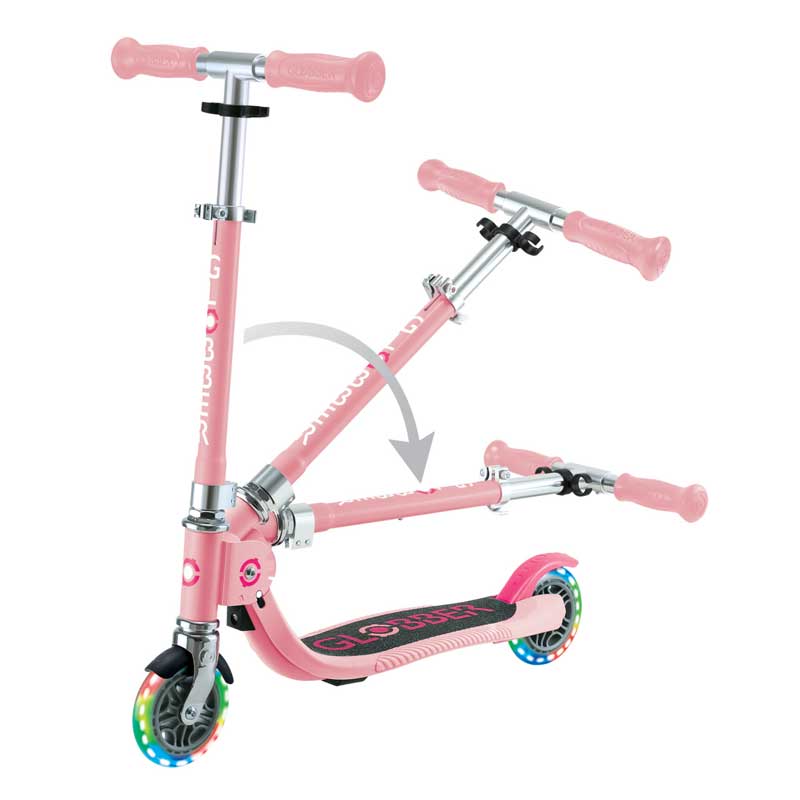 Детска Сгъваема Тротинетка С Две Светещи Колела Globber Flow Foldable Junior Lights - Розова --- BebeMama