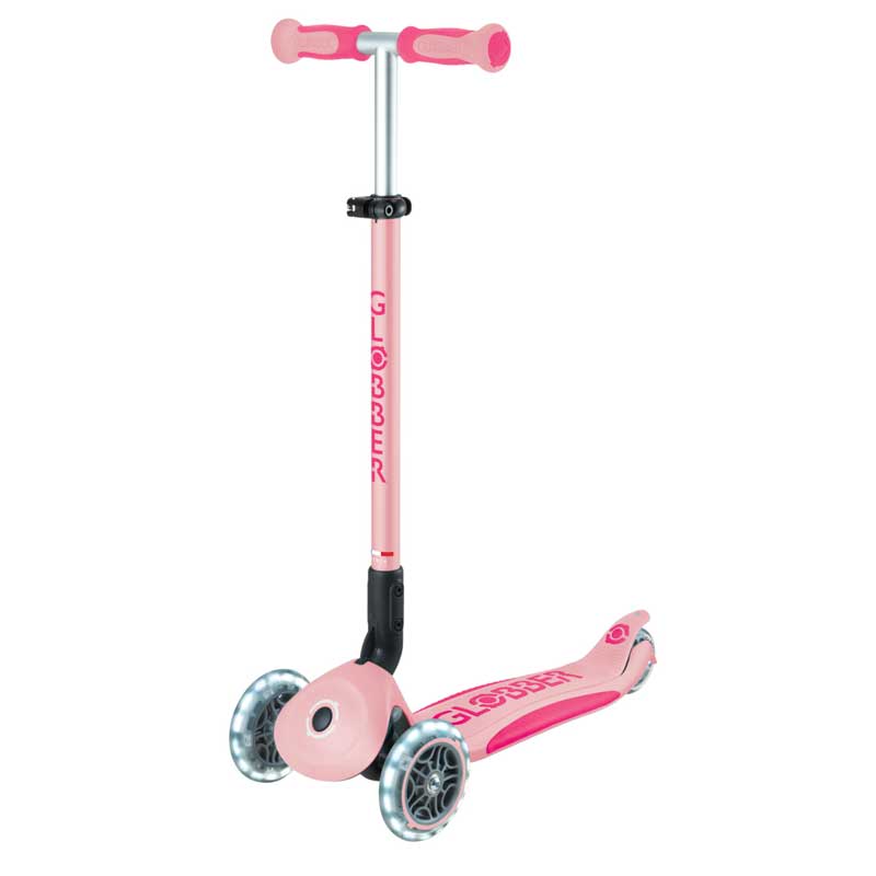 Детска Сгъваема Тротинетка С Родителски Контрол Globber Go Up Deluxe Flash Lights, Розова