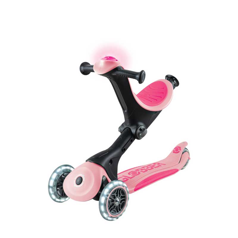 Детска Сгъваема Тротинетка С Родителски Контрол Globber Go Up Deluxe Flash Lights, Розова