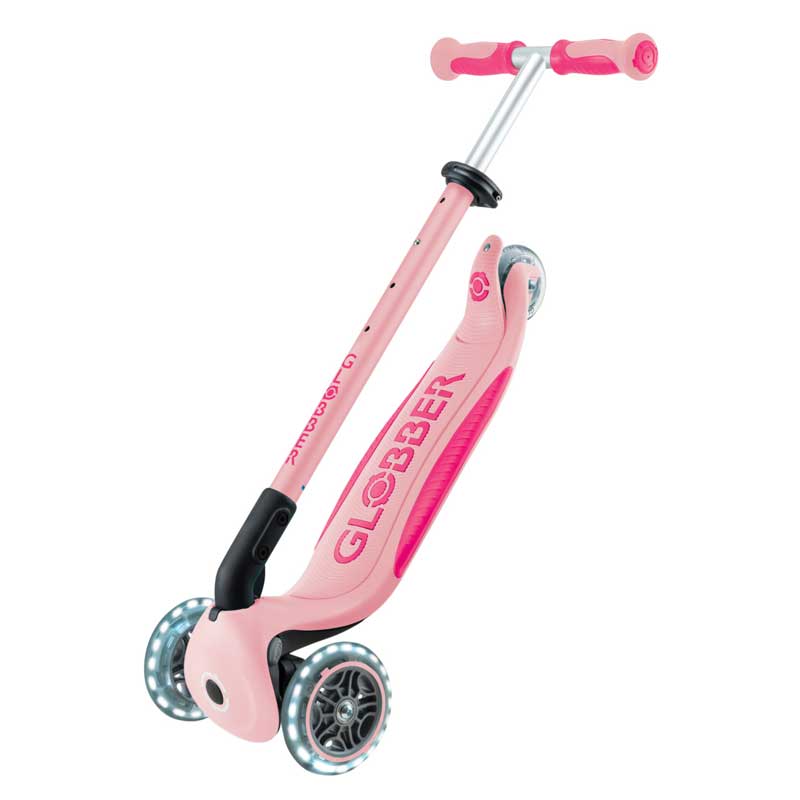 Детска Сгъваема Тротинетка С Родителски Контрол Globber Go Up Deluxe Flash Lights, Розова