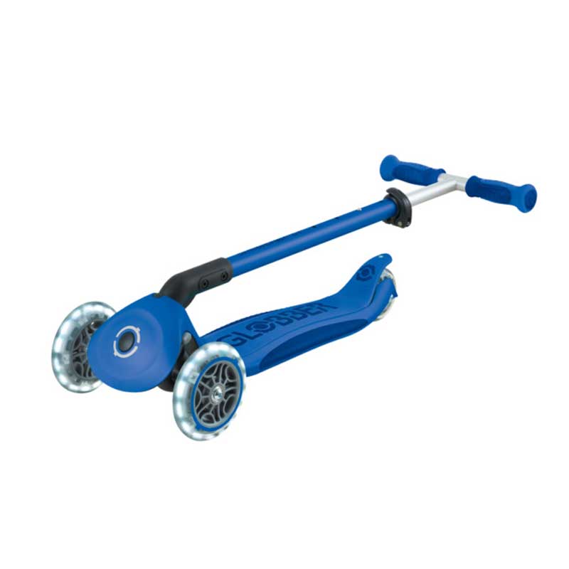 Детска Сгъваема Тротинетка С Родителски Контрол Globber Go Up Deluxe Flash Lights, Тъмно Синя --- BebeMama