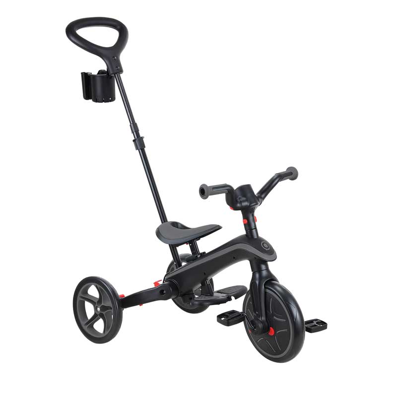Tricicletă pentru copii 4 în 1 Globber Explorer Trike pliabilă, culoare gri-negru