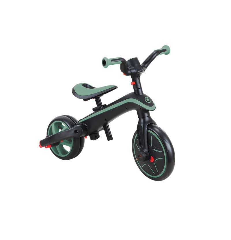 Tricicletă pentru copii 4 în 1 Globber Explorer Trike pliabilă, culoare măsliniu