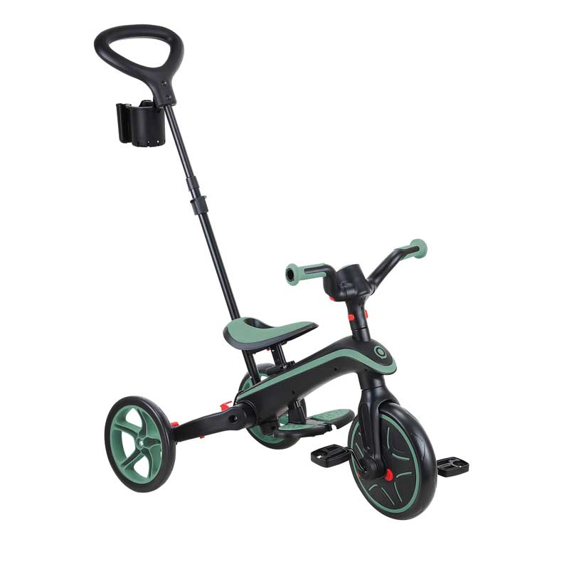 Tricicletă pentru copii 4 în 1 Globber Explorer Trike pliabilă, culoare măsliniu