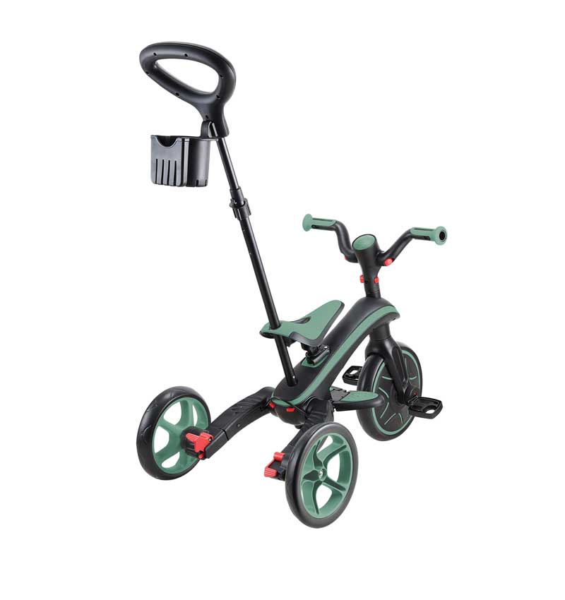 Tricicletă pentru copii 4 în 1 Globber Explorer Trike pliabilă, culoare măsliniu
