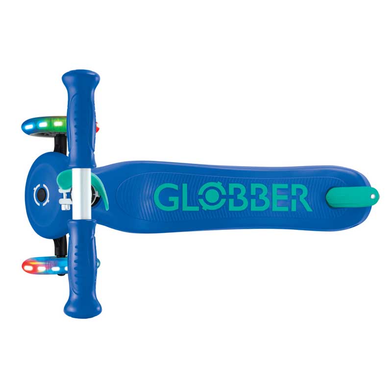 Детска Тротинетка С 3 Светещи Колела Globber Primo Plus Lights, Синьо - Зелена --- BebeMama
