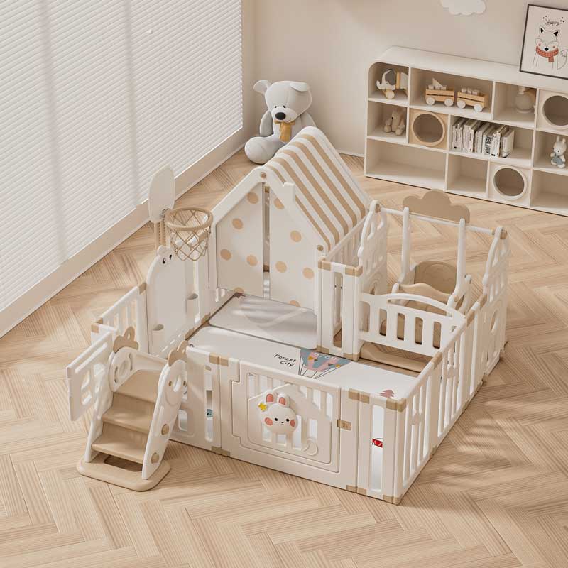 Детска Вътрешна Площадка С Ограда, Люлка И Активни Елементи За Игра Feelkids