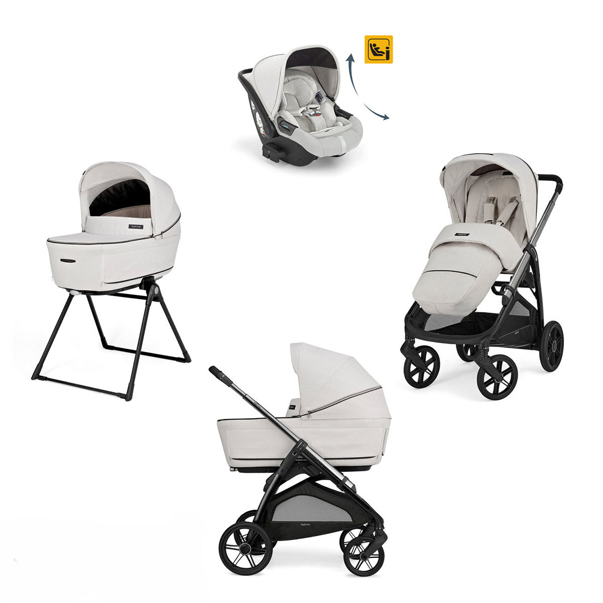 Cărucior 4 în 1 Inglesina Aptica System Quattro Darwin Infant Recline - Opal Ivory / Litio Black