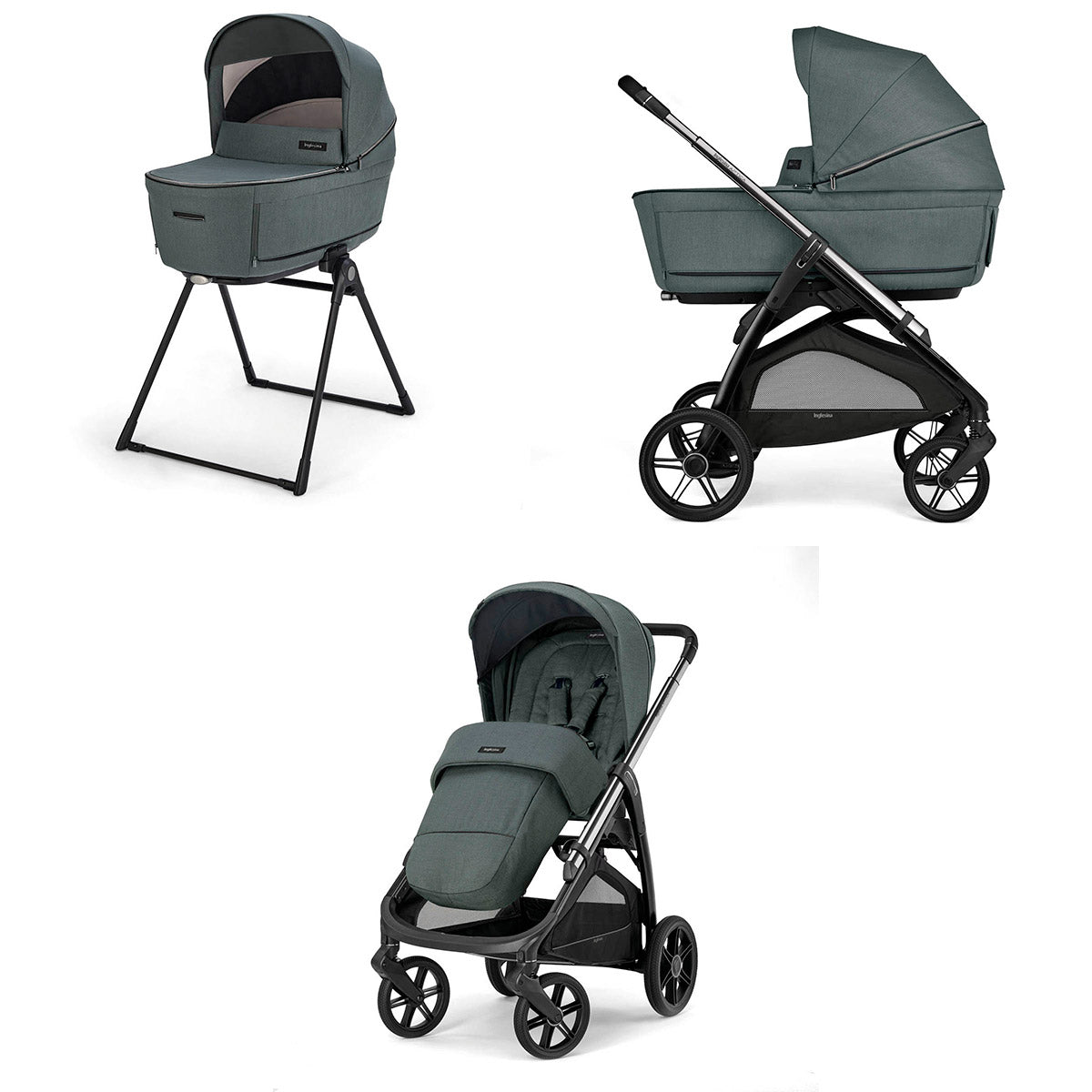 Cărucior 2 în 1 Inglesina Aptica System Duo - Verde Smarald / Negru Litiu