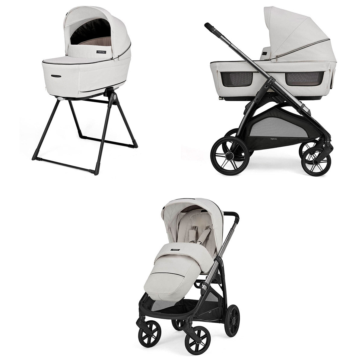 Cărucior pentru bebeluși 2 în 1 Inglesina Aptica System Duo - Opal Ivory / Litio Black