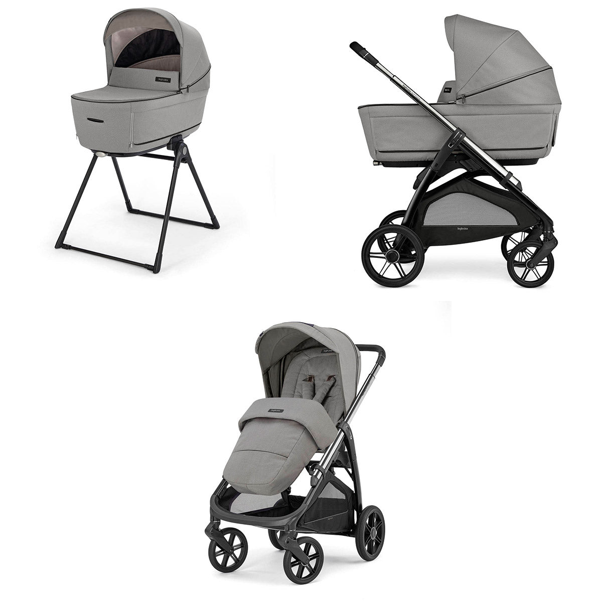 Carucior 2 In 1 Inglesina Aptica System Duo - Platinium Grey / Litio Black