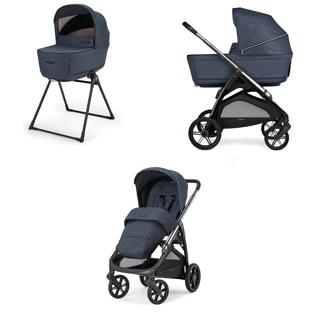 Cărucior pentru bebeluși 2 în 1 Inglesina Aptica System Duo - Albastru Resort / Negru Litio