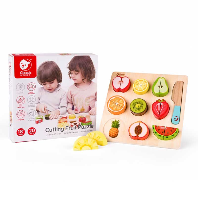 Детски Дървен 3D Пъзел - Рязане На Плодове --- BebeMama