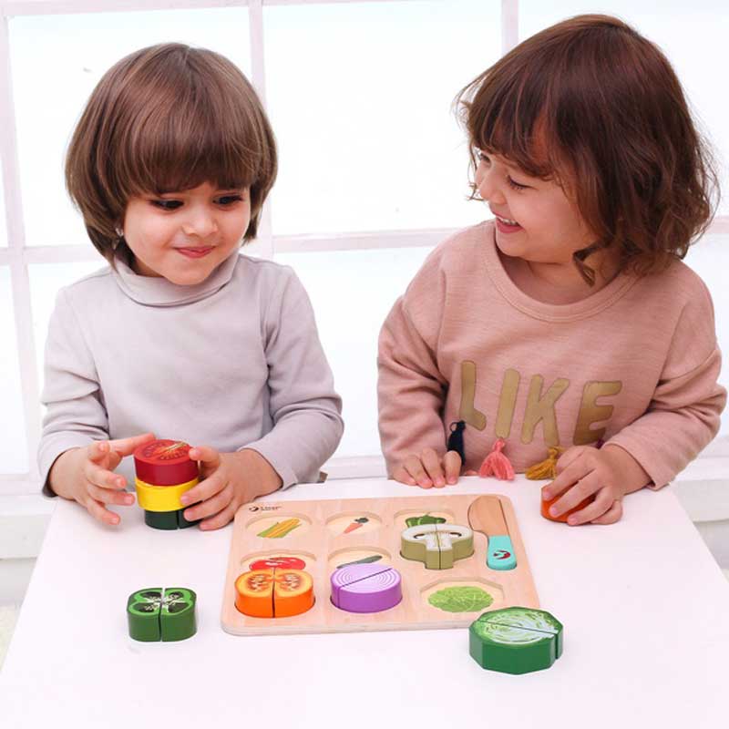 Детски Дървен 3D Пъзел - Рязане На Зеленчуци --- BebeMama