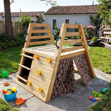 Детска Дървена Пързалка С Катерушка За Двор 285×152×123 См Ginger Home