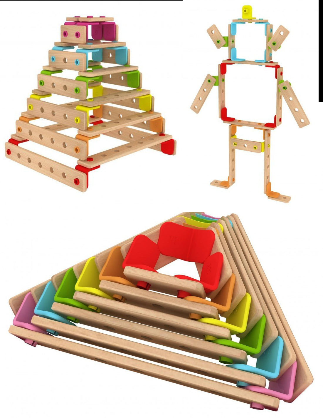 Детски дървен конструктор за игра - Дъга - Строители, Мозайки И Конструктори - Classic World - BebeMama