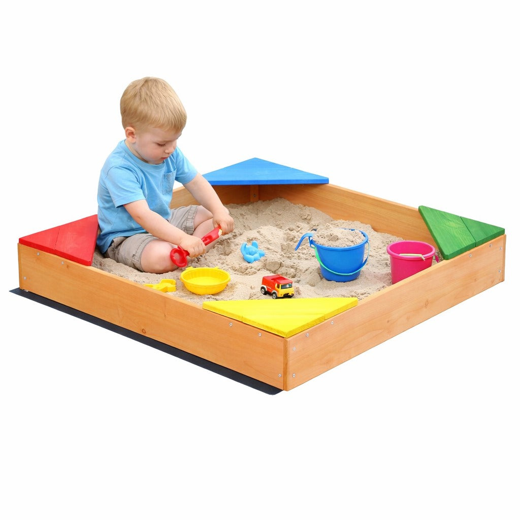 Детски Дървен Пясъчник С 4 Седалки 90x90 См, За Двор И Градина Ginger Home
