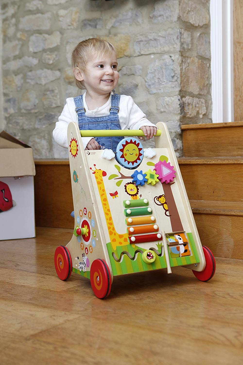 Детски дървен Уокър - проходилка с игри за бебета --- BebeMama