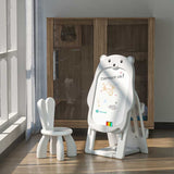 Детски Комплект От Дъска За Рисуване 2 В 1 И Стол, Сиво Мече Feelkids