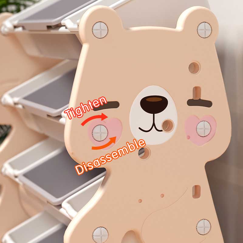 Детски Органайзер Розово Мече За Играчки На 4 Нива И 12 Подвижни Кутии Feelkids
