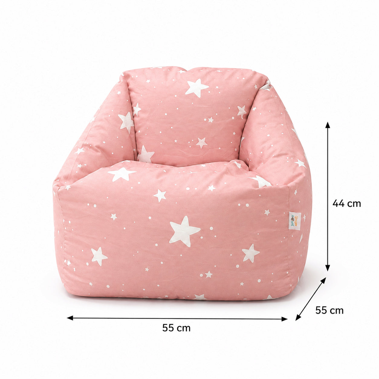 Детски Пуф Кресло Little Stars, 100% Памук, Розов Барбарон Със Звезди, 55x44x55 См Ginger Home