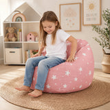 Детски Пуф Кресло Little Stars, 100% Памук, Розов Барбарон Със Звезди, 55x44x55 См Ginger Home
