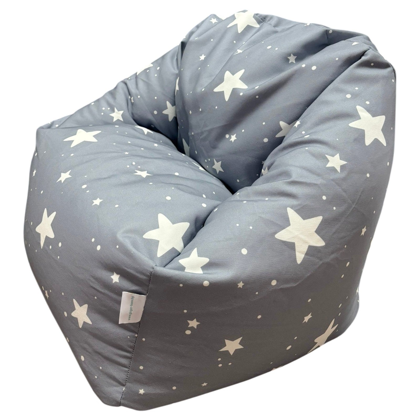 Детски Пуф Кресло Little Stars, 100% Памук, Сив Барбарон Със Звезди, 55x44x55 См Ginger Home