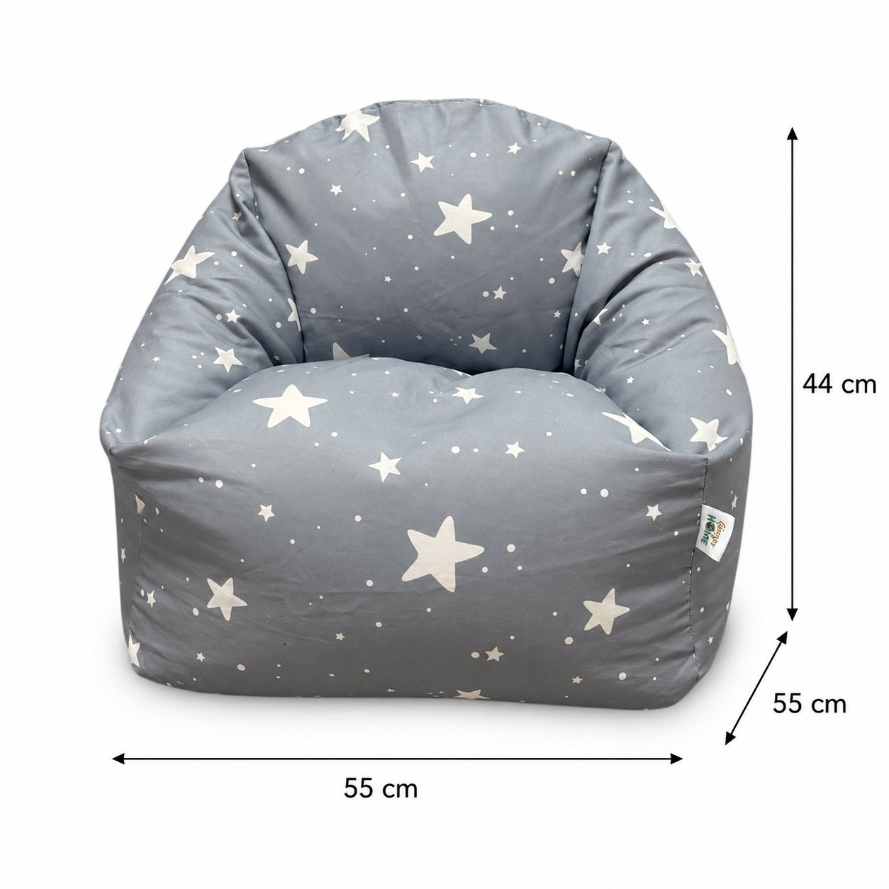 Детски Пуф Кресло Little Stars, 100% Памук, Сив Барбарон Със Звезди, 55x44x55 См Ginger Home