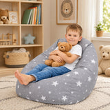Детски Пуф Кресло Little Stars, 100% Памук, Сив Барбарон Със Звезди, 55x44x55 См Ginger Home