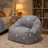 Детски Пуф Кресло Little Stars, 100% Памук, Сив Барбарон Със Звезди, 55x44x55 См Ginger Home