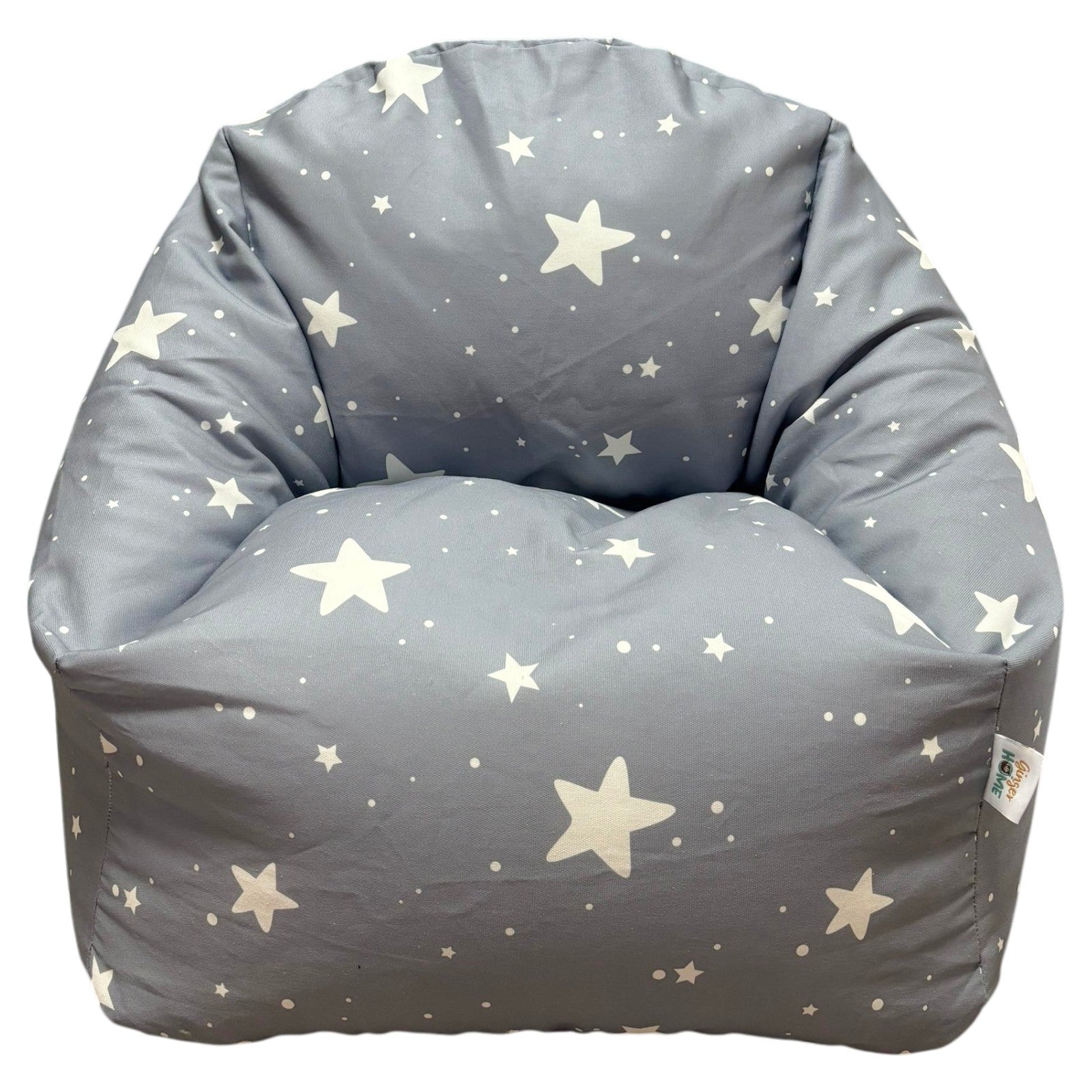 Детски Пуф Кресло Little Stars, 100% Памук, Сив Барбарон Със Звезди, 55x44x55 См Ginger Home