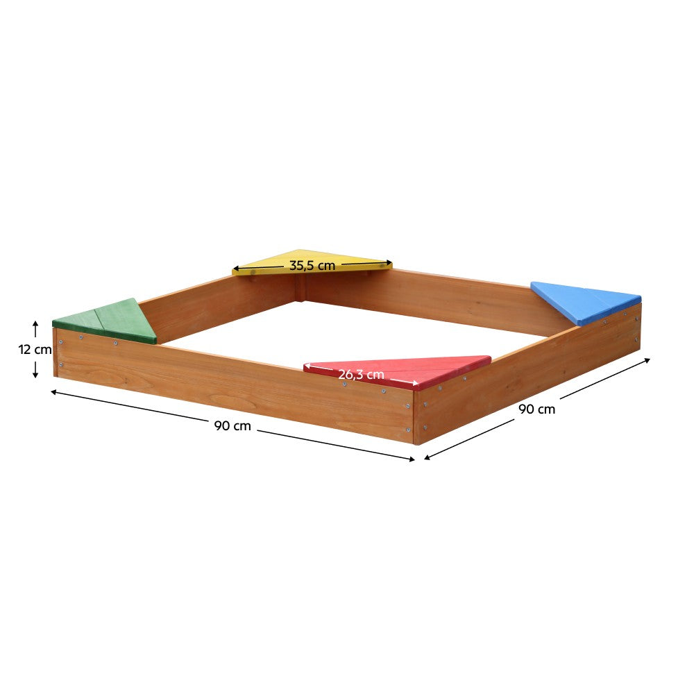 Детски Дървен Пясъчник С 4 Седалки 90x90 См, За Двор И Градина Ginger Home