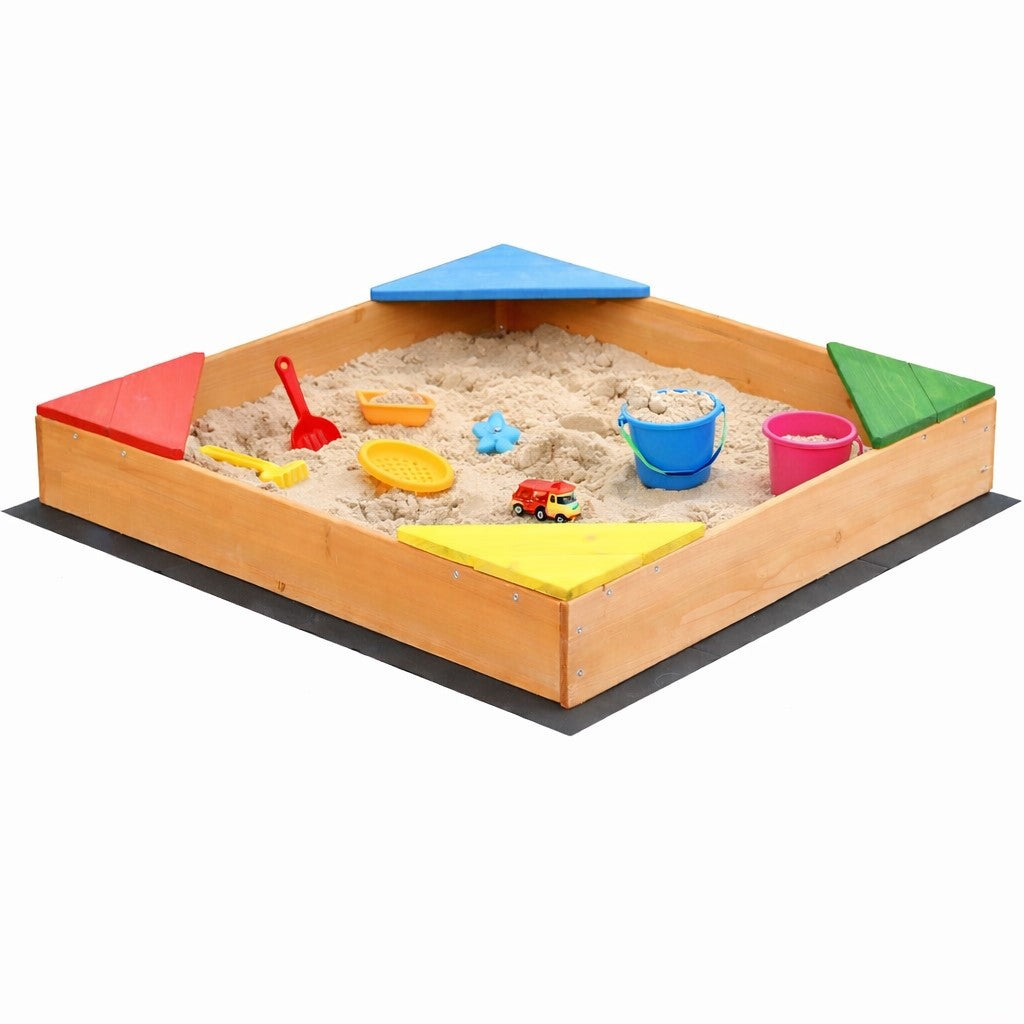 Детски Дървен Пясъчник С 4 Седалки 90x90 См, За Двор И Градина Ginger Home