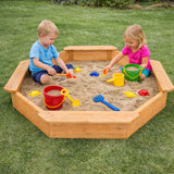 Детски Дървен Пясъчник 8 Странен Модел С 4 Седалки, 134.5×134.5 См Ginger Home