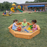 Детски Дървен Пясъчник 8 Странен Модел С 4 Седалки, 134.5×134.5 См Ginger Home